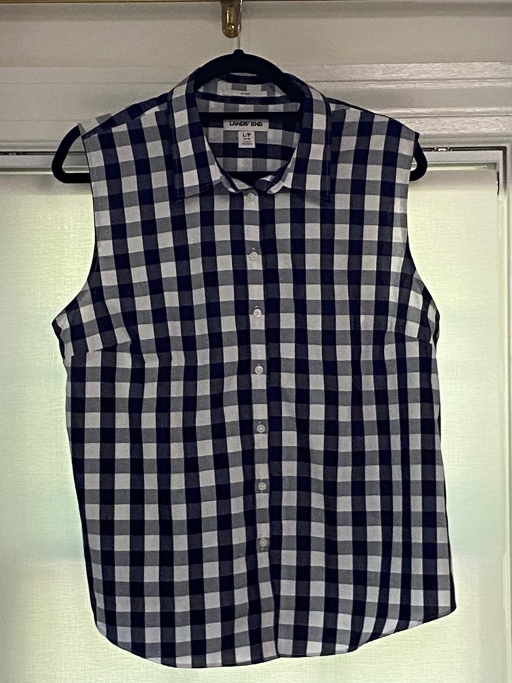 Land's End Blue and White Gingham Blouse NWOT